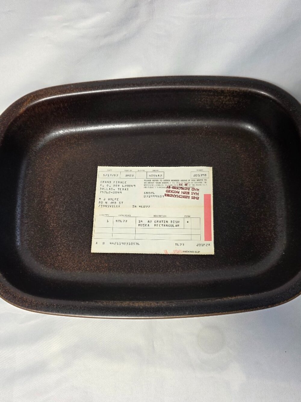 Arabia of Finland Rushka 14 Inch Rectangle Baker Light & Dark Brown Spotted NEW
